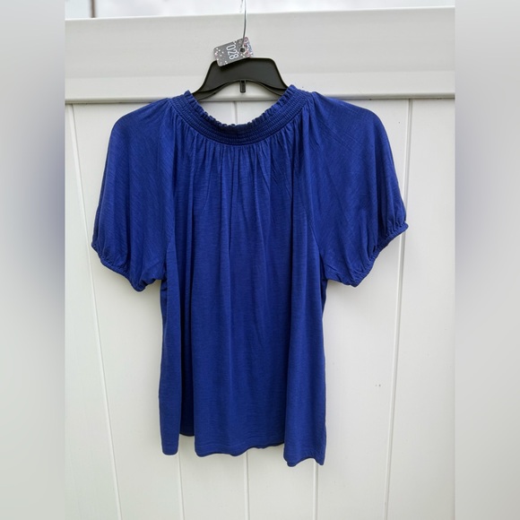 Style & Co Deep Blue (Escape Blue) Short Sleeve Blouse, Size 0X, NWT. - Picture 6 of 6